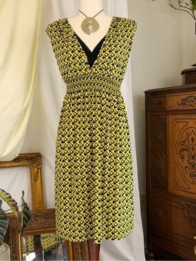 Y2K Cato Geometric Print V-Neck Sleeveless Dress - Size L summer coastal retro